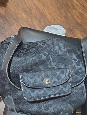 Vintage black jacquard signature hobo